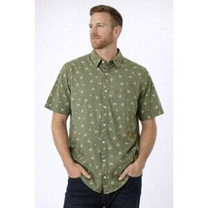 Levi's Green Yellow Geometric Cotton Button-Up Shirt Short Sleeve Size XXL